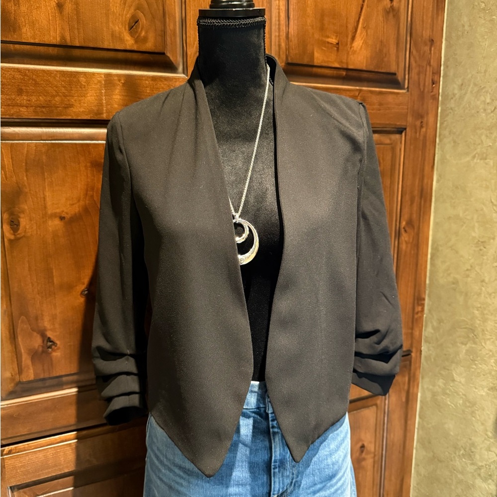 Rachel Zoe Black Open-Front Blazer